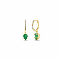 Zoe Chicco 14K Yellow Gold Diamond and Emerald Hinged Huggie Hoops
