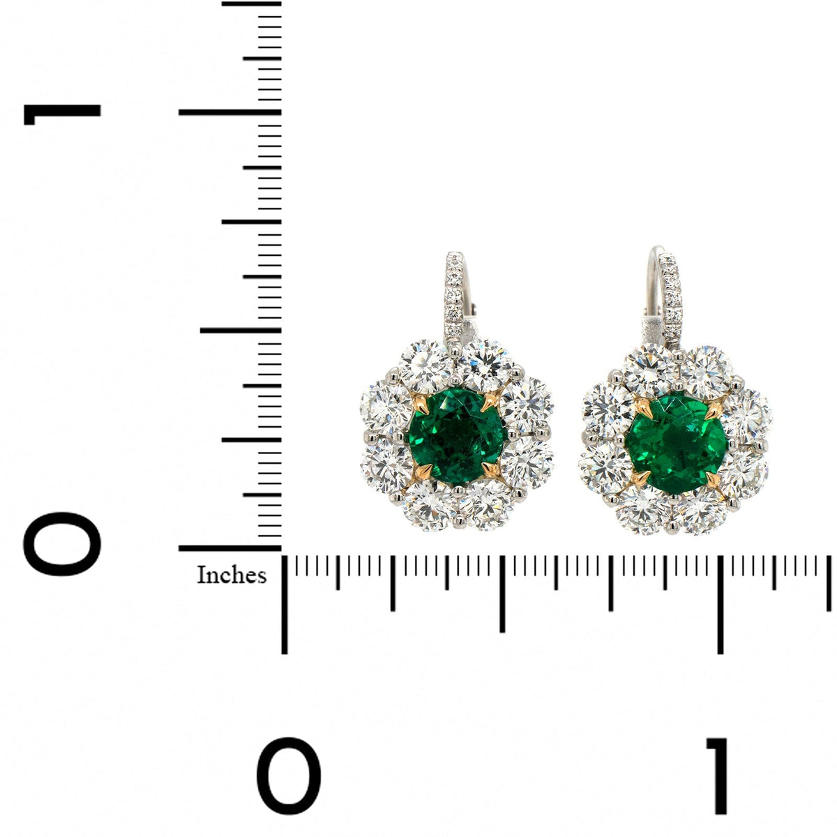 Platinum Handmade Diamond & Emerald Earrings