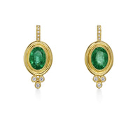 Temple St. Clair 18K Yellow Gold Oval Emerald & Diamond Drop Earrings
