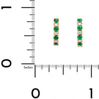 14K Yellow Gold Alternating Emerald and Diamond Huggie Earrings