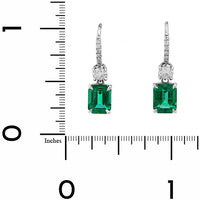 Platinum Emerald and Diamond Drop Earrings