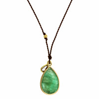 18K Yellow Gold Pear Emerald Pendant