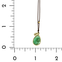 18K Yellow Gold Pear Emerald Pendant