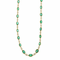 Eclat Jewels 18K Yellow Gold Emerald and Diamond Chain Necklace
