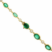 Eclat Jewels 18K Yellow Gold Emerald and Diamond Chain Necklace