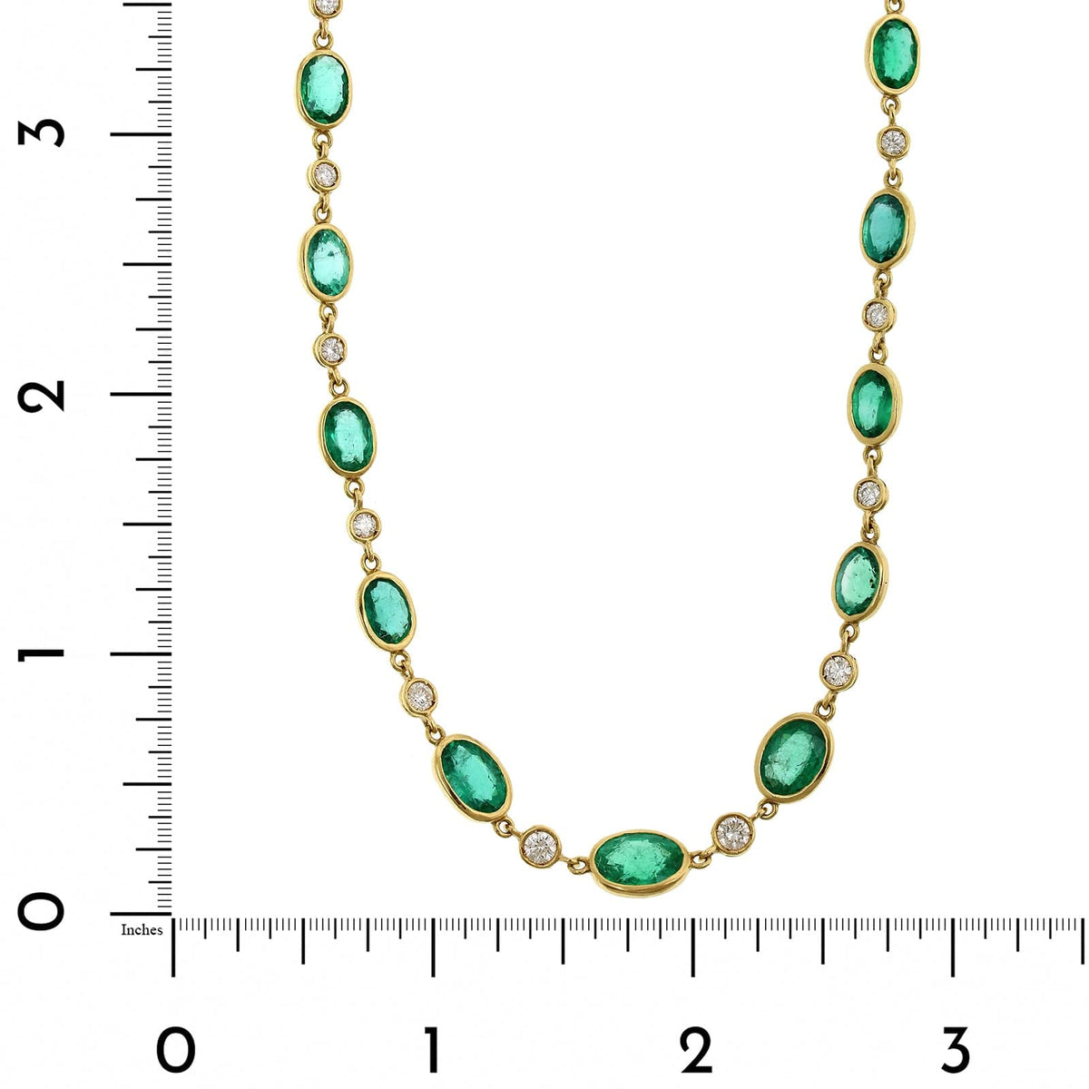 Eclat Jewels 18K Yellow Gold Emerald and Diamond Chain Necklace