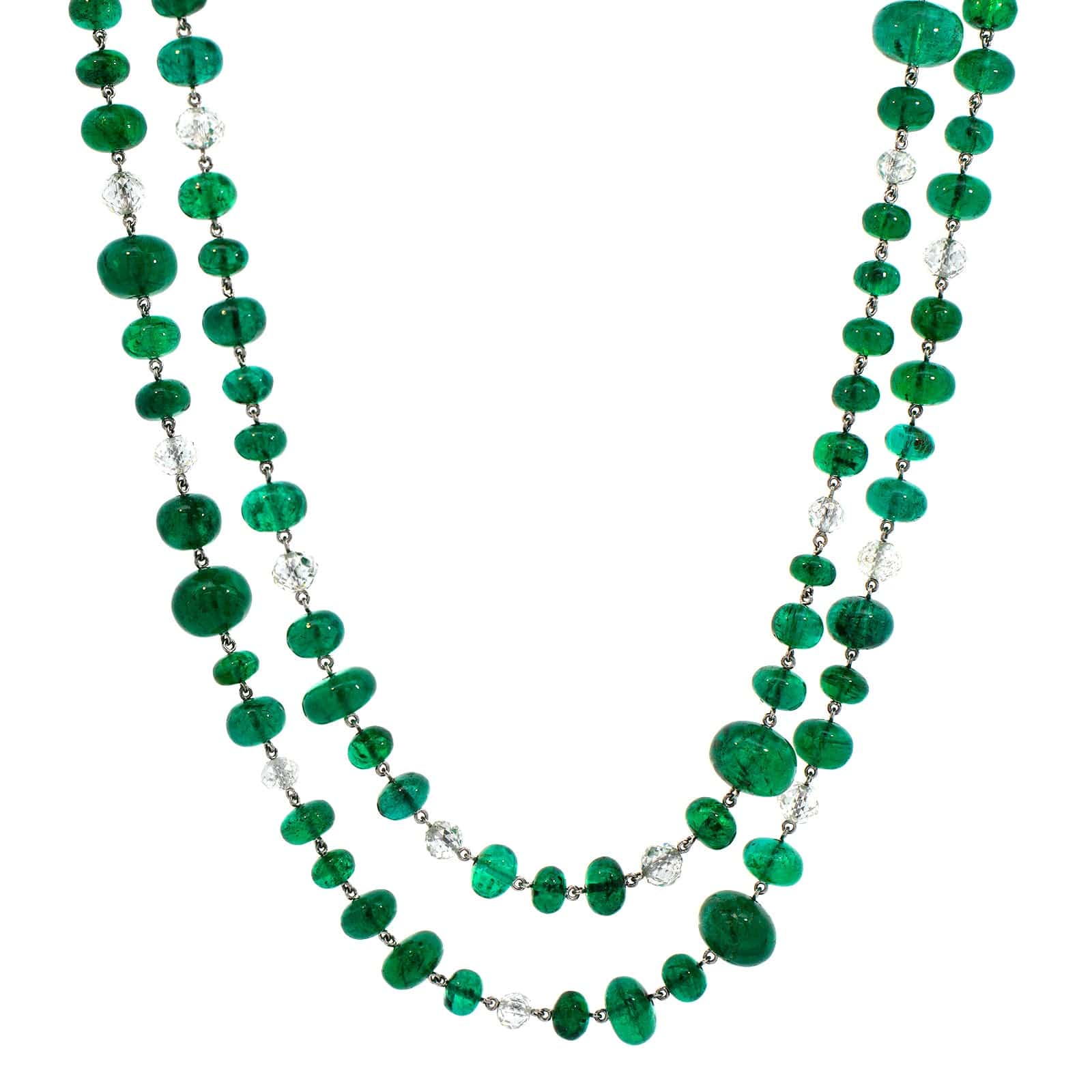 Eclat Jewels Platinum Diamond and Bead Necklace