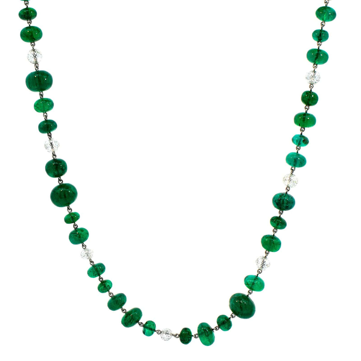 Eclat Jewels Platinum Diamond and Bead Necklace