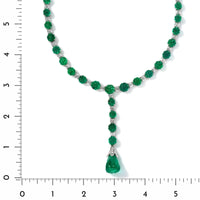 Bayco Platinum Diamond and Melon Shaped Emerald Lariat Necklace