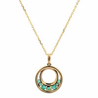 14K Yellow Gold Emerald and Diamond Pendant Necklace
