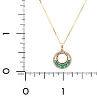 14K Yellow Gold Emerald and Diamond Pendant Necklace
