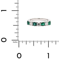 Platinum 7 Stone Alternating Emerald and Diamond Band