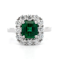 18K White Gold Emerald and Diamond Ring
