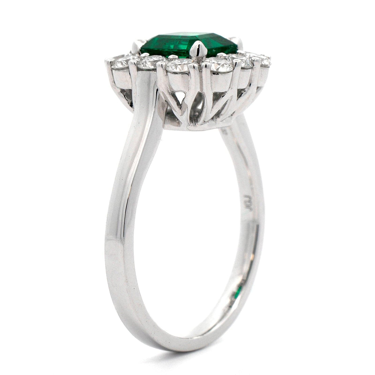 18K White Gold Emerald and Diamond Ring