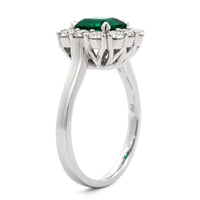 18K White Gold Emerald and Diamond Ring