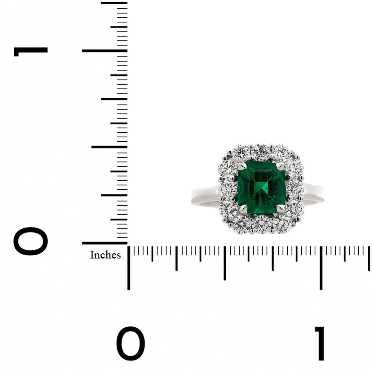 18K White Gold Emerald and Diamond Ring