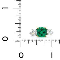 Platinum Emerald and Diamond 3 Stone Ring