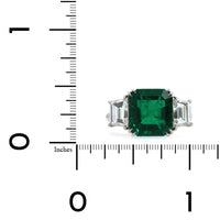 Platinum Emerald and Diamond 3 Stone Ring