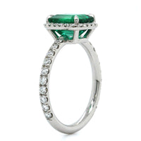 Platinum Emerald Diamond Halo Ring