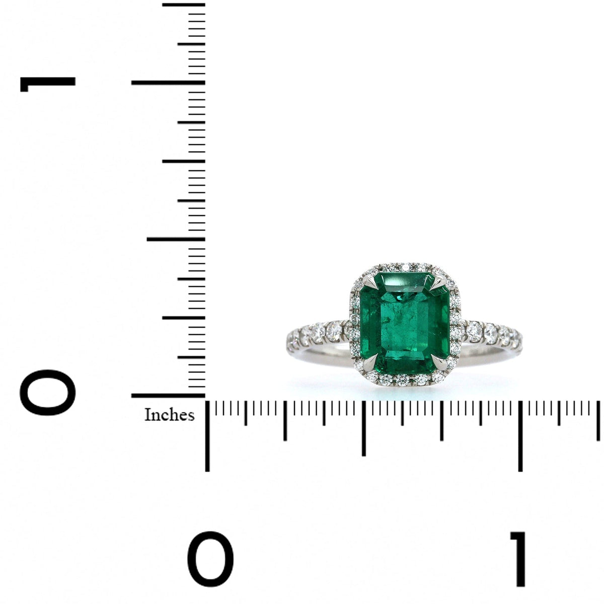 Platinum Emerald Diamond Halo Ring
