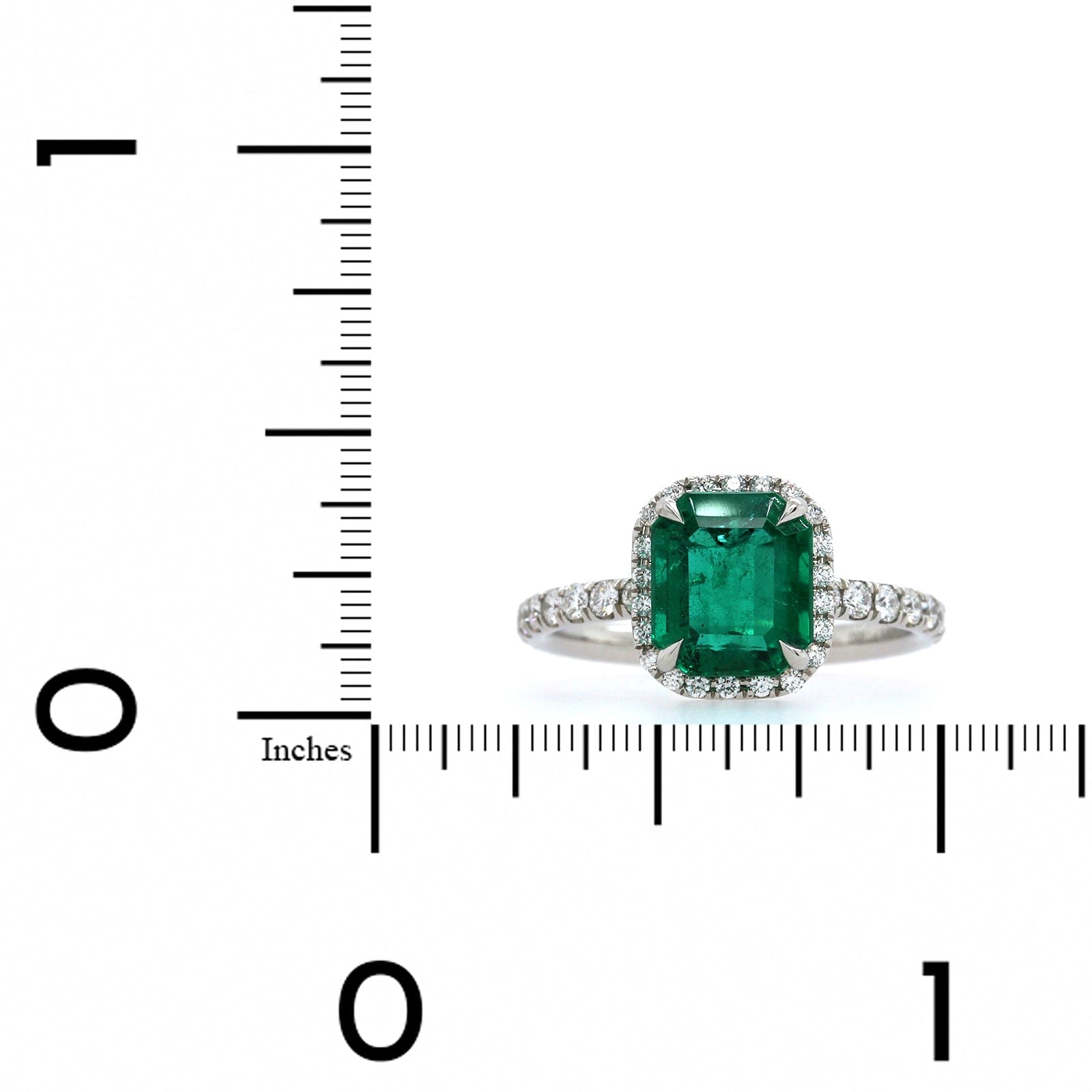 Platinum Emerald Diamond Halo Ring