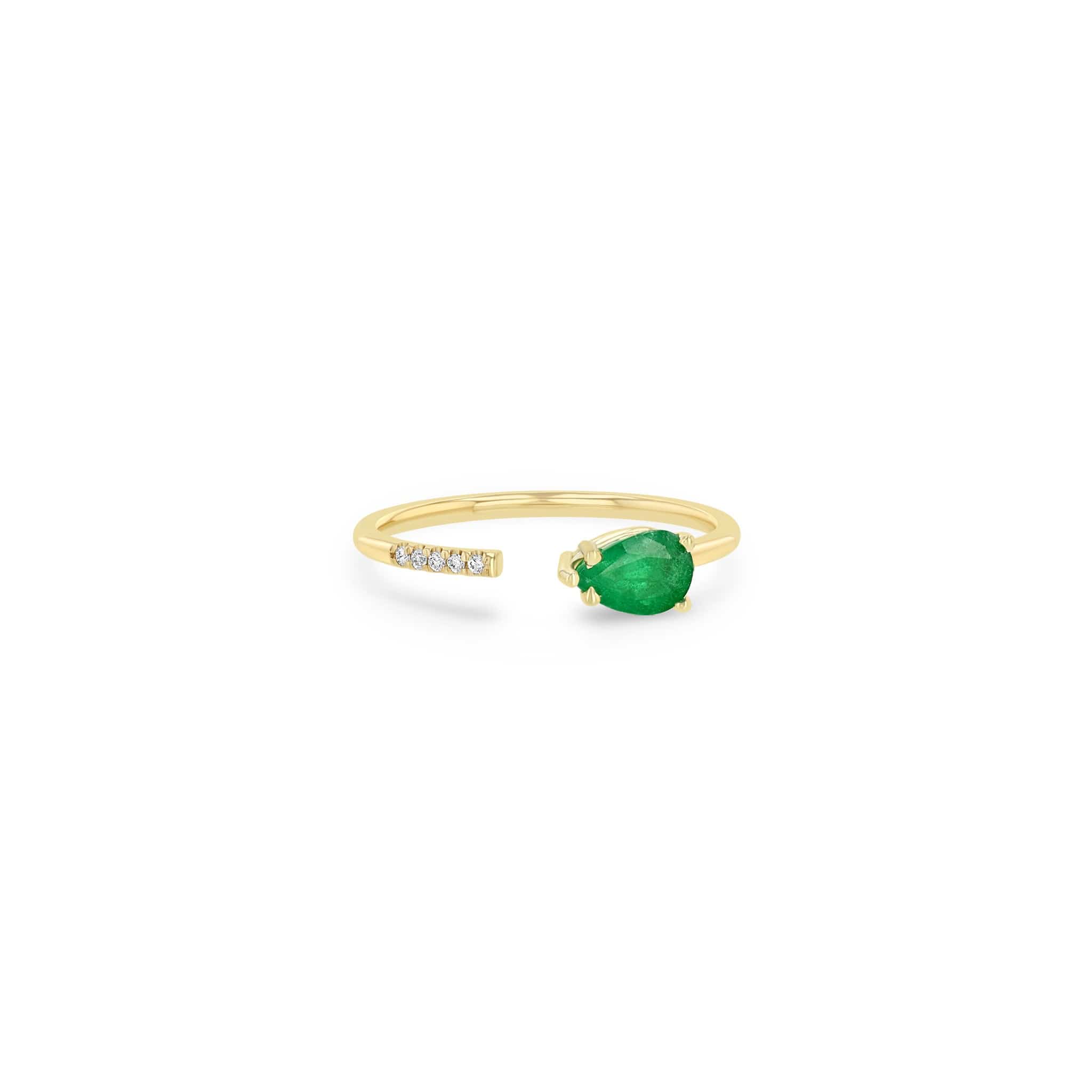 Zoe Chicco 14K Yellow Gold Emerald and Diamond Open Ring