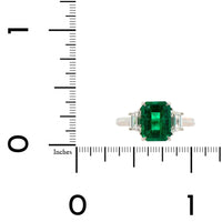 Platinum Emerald and Diamond 3 Stone Ring