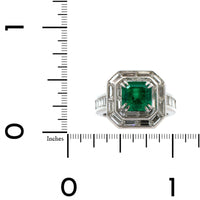 18K White Gold Square Emerald and Diamond Ring
