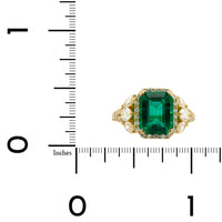 18K Yellow Gold Emerald Diamond Ring