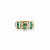 Sorellina 18K Yellow Gold Tarot Emerald and Diamond Ring