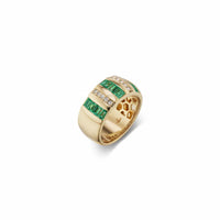 Sorellina 18K Yellow Gold Tarot Emerald and Diamond Ring