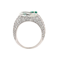 Eclat Jewels 18K White Gold Pear Shaped Emerald and Diamond Ring