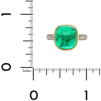 Eclat Jewels 18K Yellow Gold Cabochon Emerald and Diamond Ring
