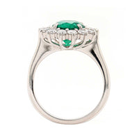 Platinum Round Emerald and Diamond Halo Ring