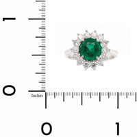 Platinum Round Emerald and Diamond Halo Ring