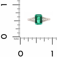 18K White Gold Emerald and Pave Diamond Shank Ring