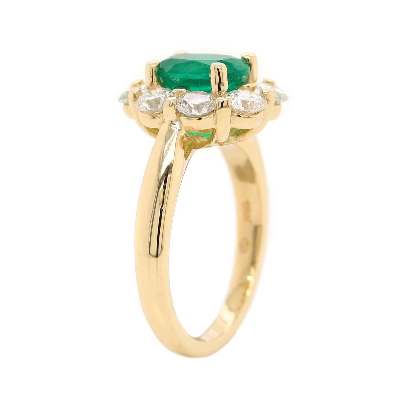 18K Yellow Gold Oval Emerald and Diamond Halo Ring – Long's Jewelers