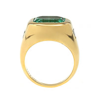 18K Yellow Gold Square Cut Emerald Diamond Ring