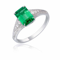18K White Gold Emerald and Diamond Ring