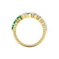 14K Yellow Gold 2 Row Oval Emerald and Diamond Bypass Ring