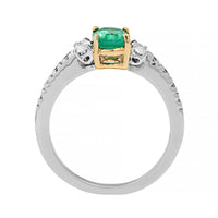 Platinum 3 Stone Oval Emerald and Diamond Ring