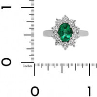 Platinum Oval Emerald and Diamond Halo Ring