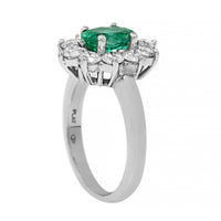 Platinum Oval Emerald and Diamond Halo Ring