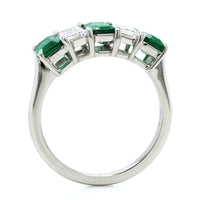 Platinum Emerald and Diamond 5 Stone Band