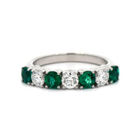 Platinum Alternating Emerald and Diamond Band