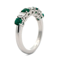 Platinum Alternating Emerald and Diamond Band