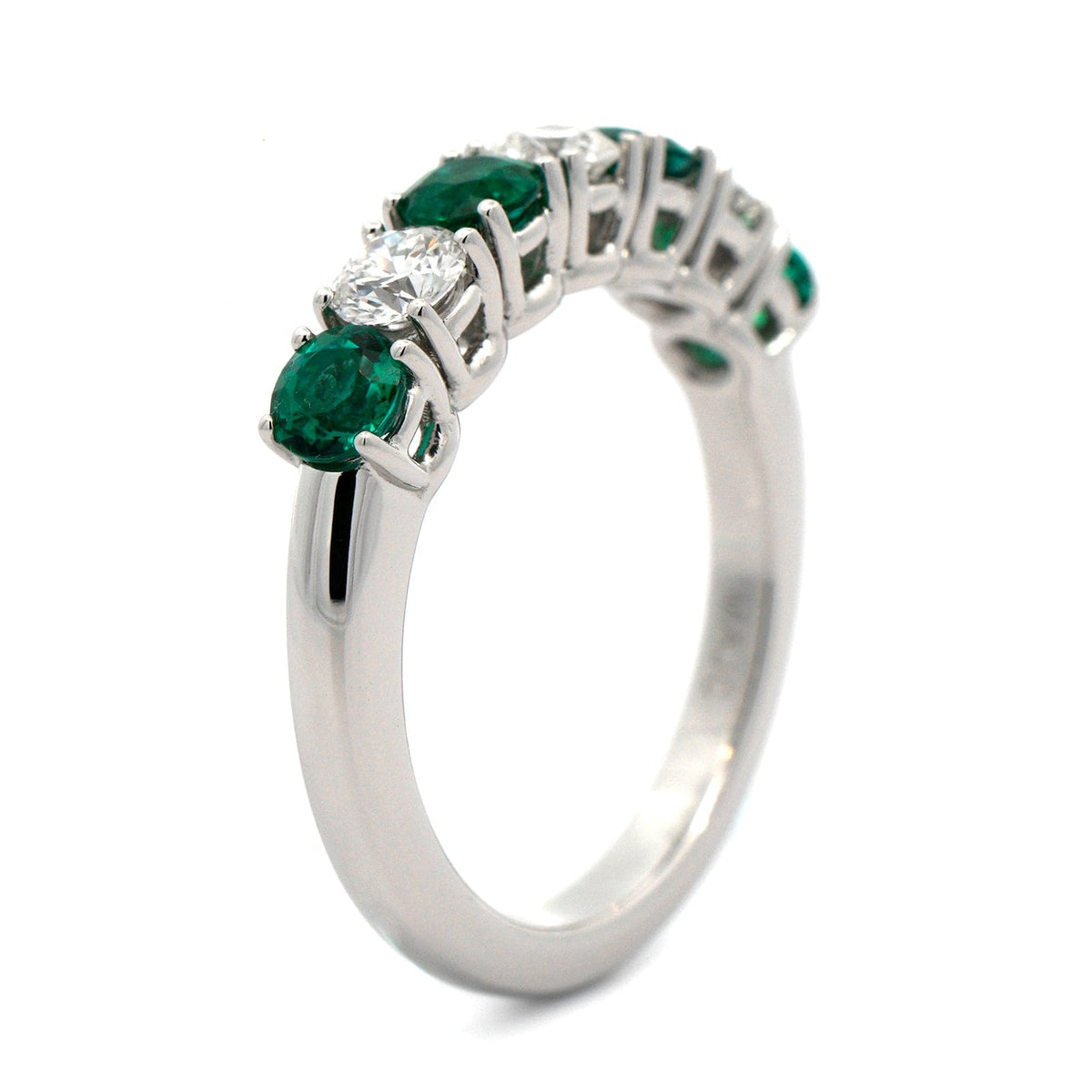 Platinum Alternating Emerald and Diamond Band