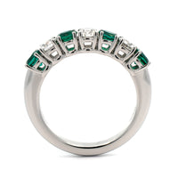 Platinum Alternating Emerald and Diamond Band