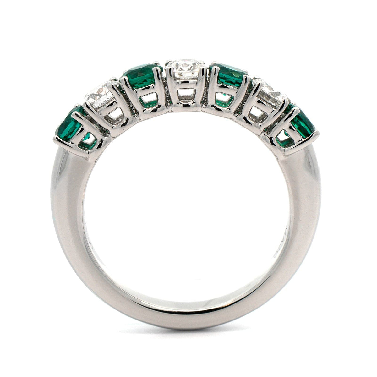 Platinum Alternating Emerald and Diamond Band