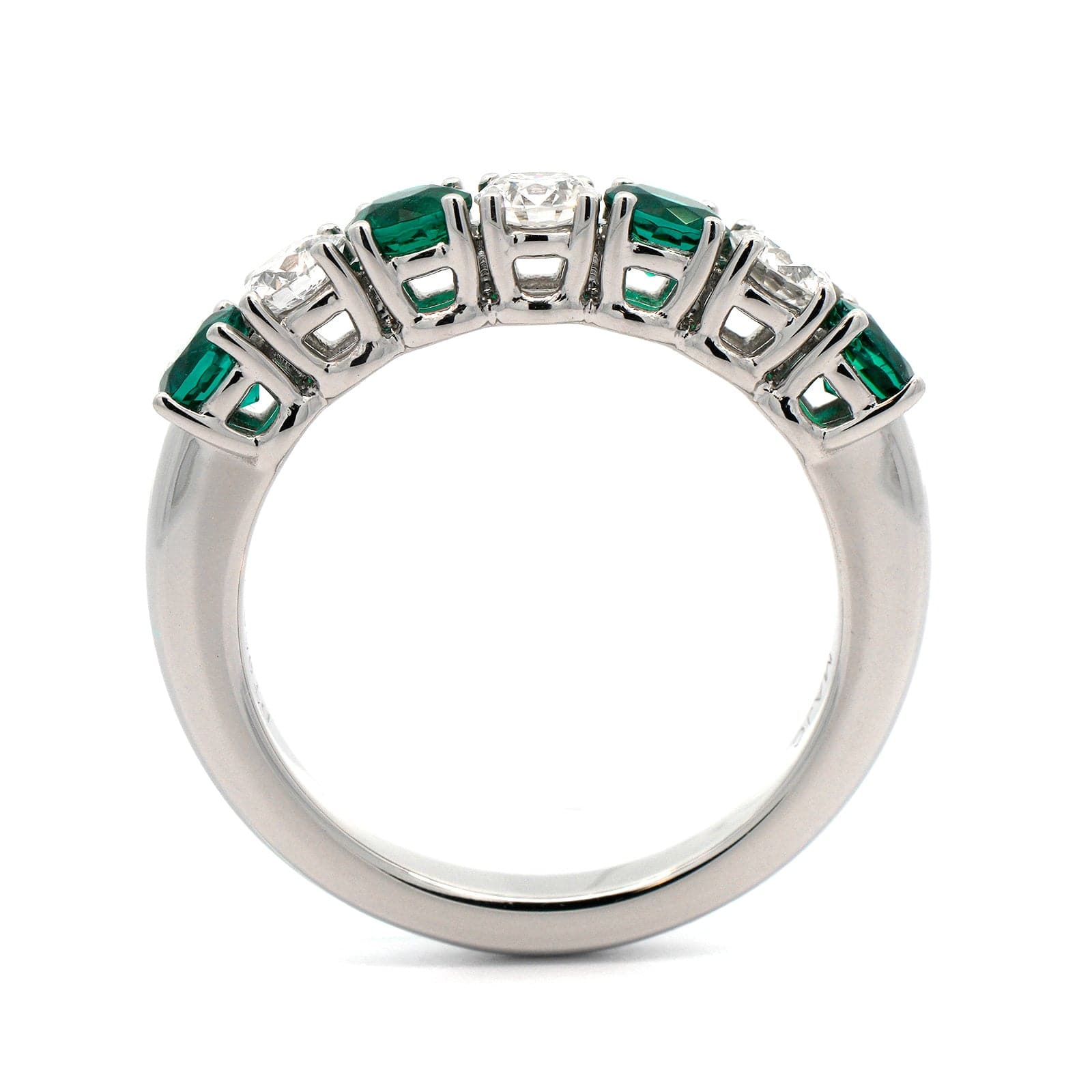 Platinum Alternating Emerald and Diamond Band